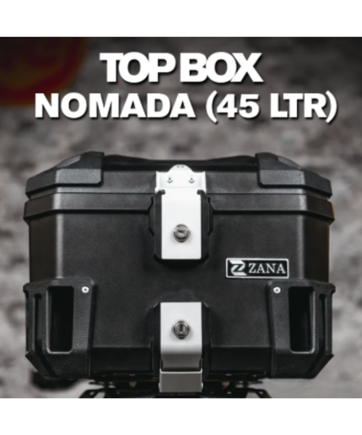 Zana Nomada Plastic Top Box 45L with Backrest - Black - ZI-TB-022