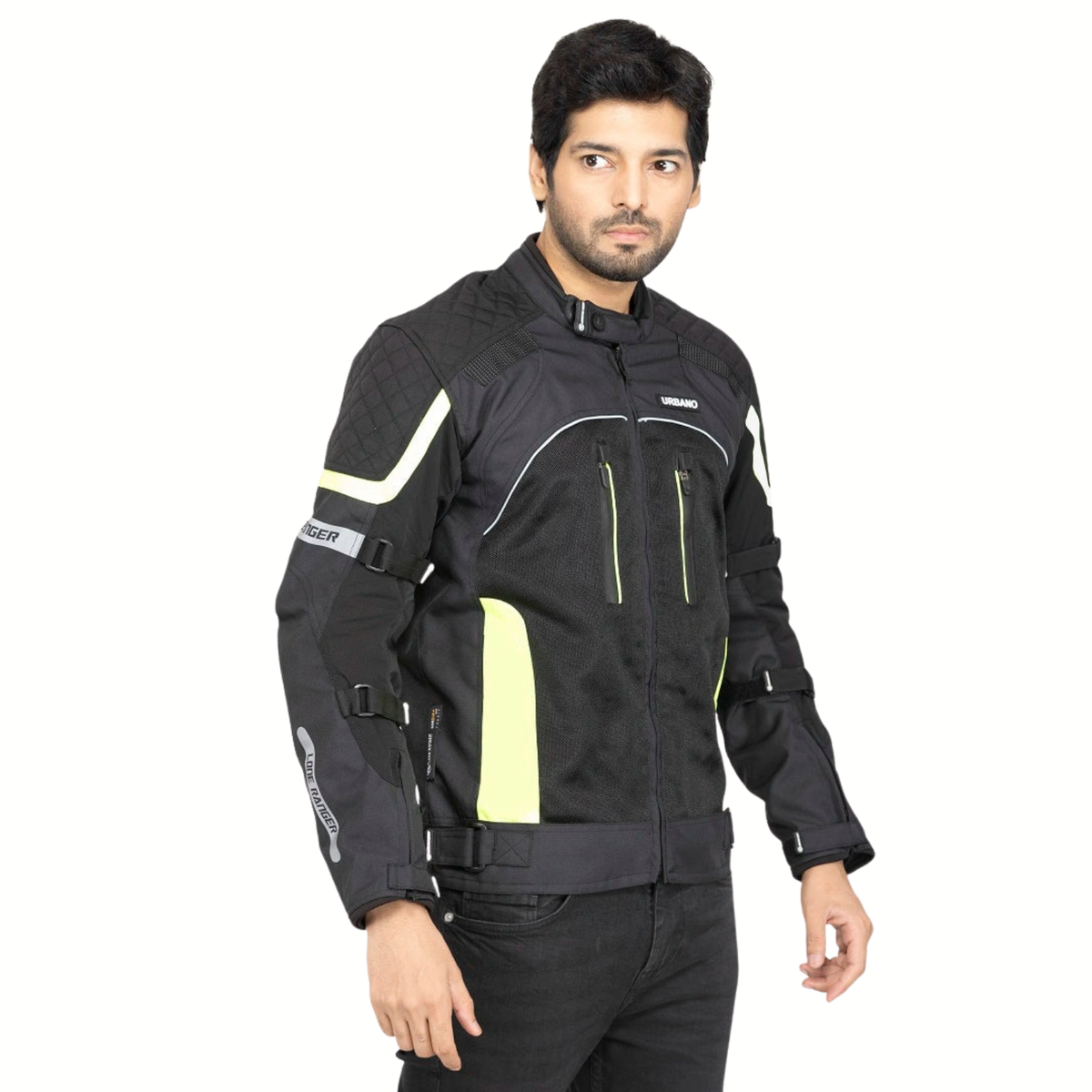 Lone Ranger Urbano Single Layer Riding Jacket - Black Neon Green