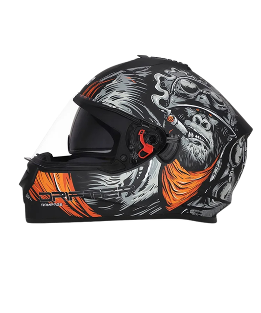Studds Drifter D3 Rampage Decor Graphics Helmet - Matt Black Orange N10