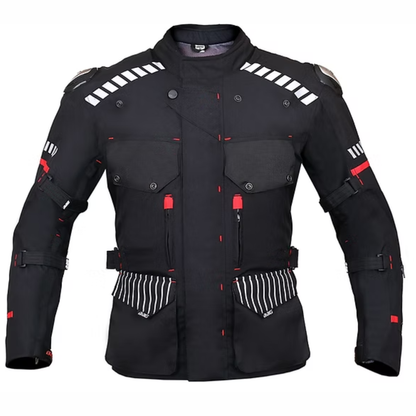 BBG Adventure Riding Jacket with Chest Guard and Rain Liner - Black