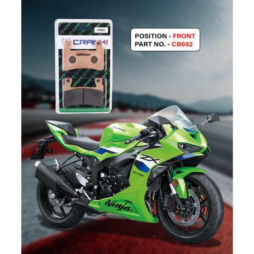 Crank1 Fully Sintered H2 Series Brake Pads for Kawasaki Ninja ZX6R