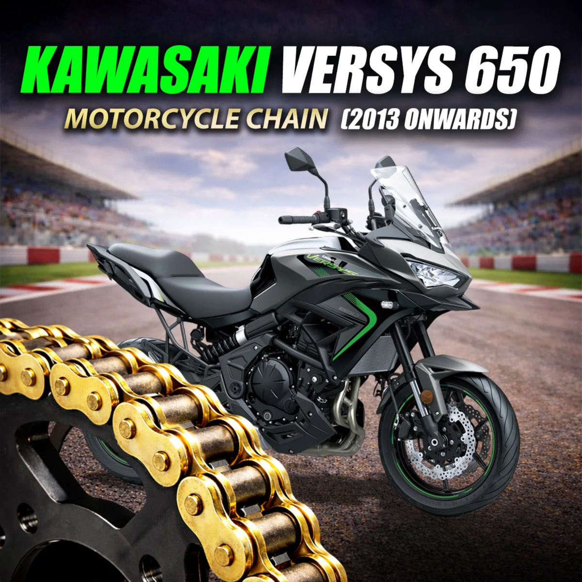 Crank1 Kawasaki Versys 650 (2013 Onwards) 520 Pitch ZVM-X 114L Chain - Gold