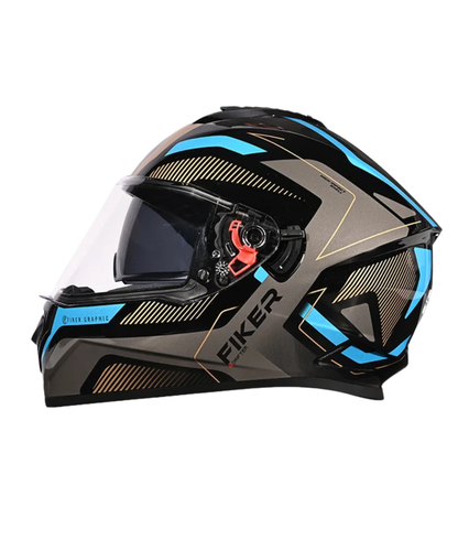 Studds Drifter D5 Fiker Decor Graphics Helmet - Gloss Black Grey N4