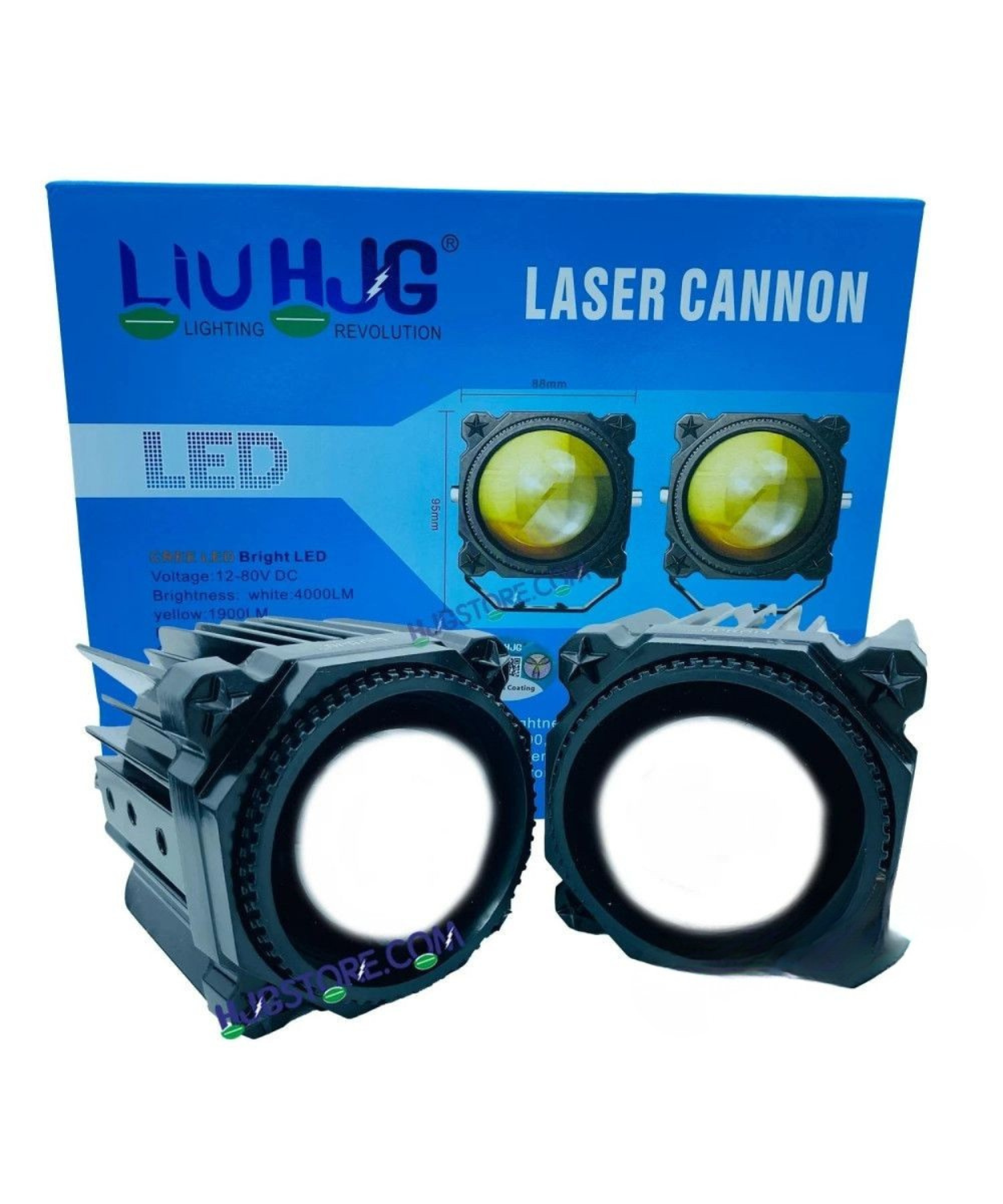 HJG 80W Laser Cannon Fog Light Dual Colour - Pair