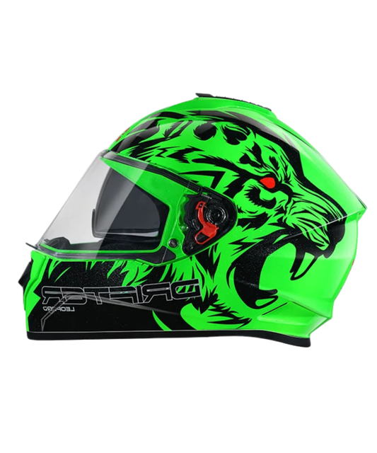 Studds Drifter D2 Leopard Decor Graphics Helmet - Gloss Green Black N9