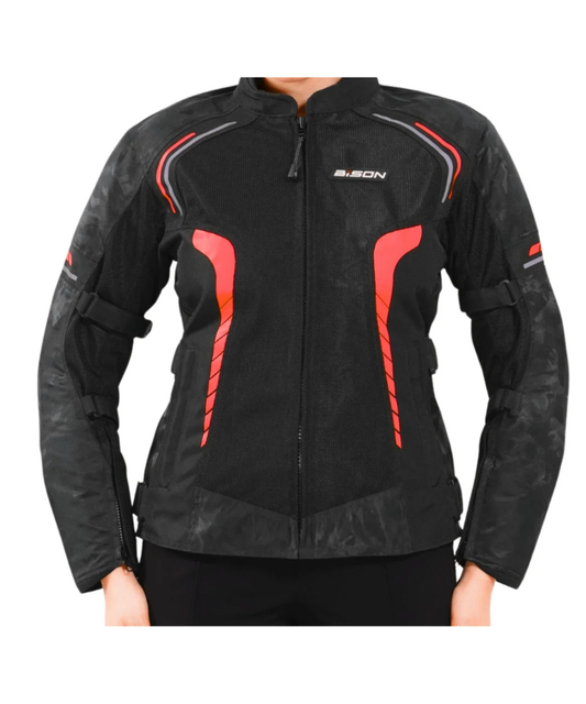 Bison ProGear Phoenix Women Riding Jacket - Hi-Viz Red