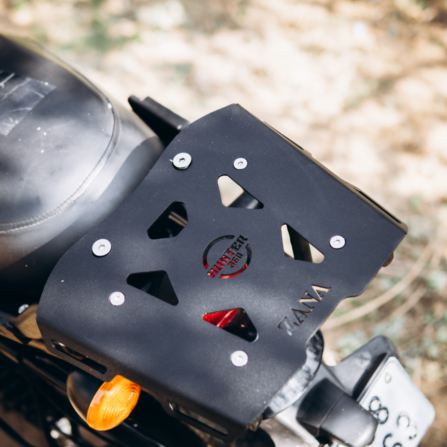 Zana Royal Enfield Hunter 350 Top Rack with MS Plate V-2 - Black - ZI-8268-V2