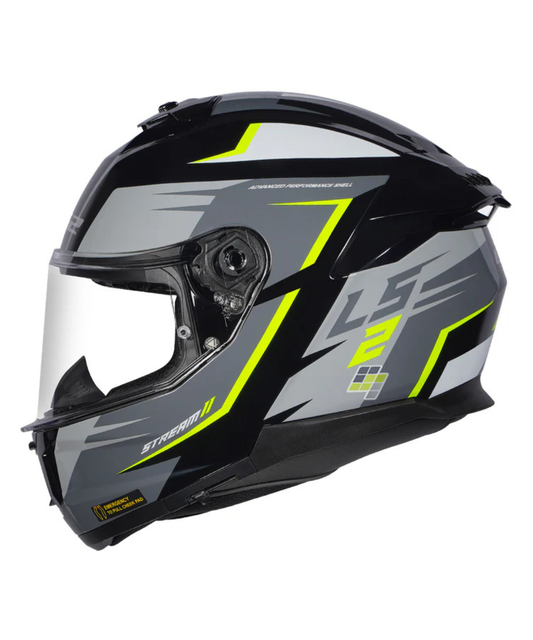 LS2 FF320 Stream II Meteor Full Face Helmet - Gloss Black Hiviz Yellow
