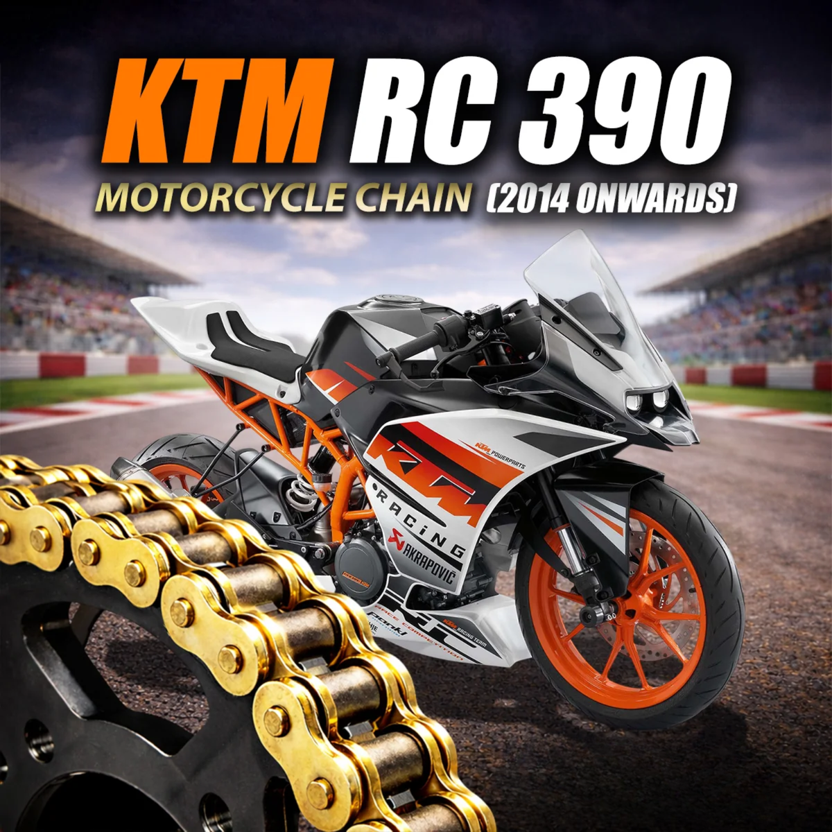 Crank1 KTM RC 390 (2014 Onwards) 520 Pitch ZVM-X 112L Chain - Gold