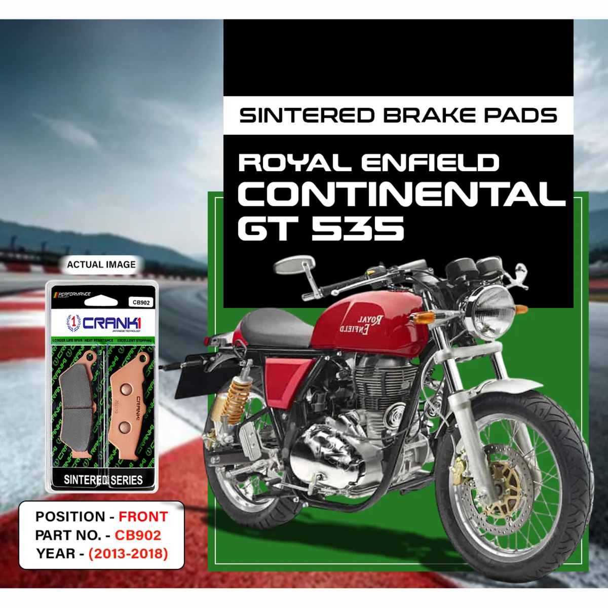 Crank1 Royal Enfield Continental GT 535 (2013-2018) Sintered Brake Pads