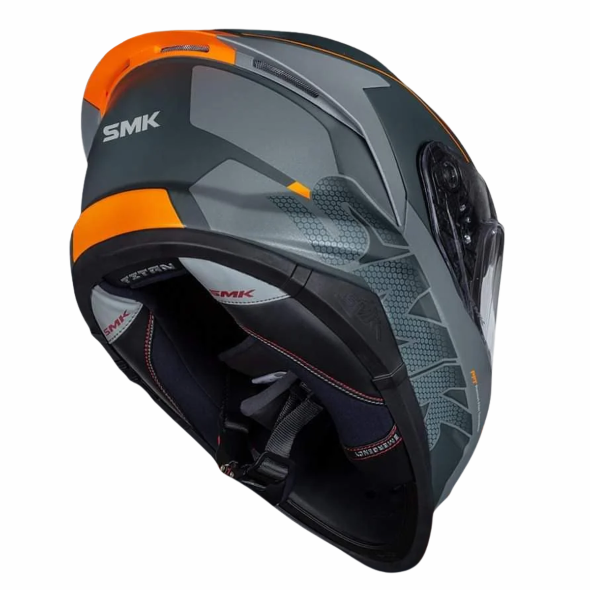 SMK Titan Firefly MA667 Grey Orange Helmet - SMK