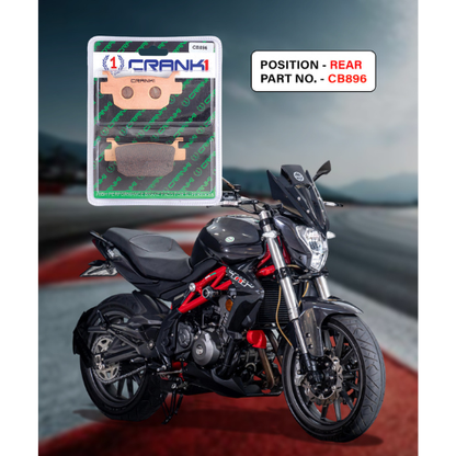Crank1 Fully Sintered H2 Series Brake Pads for Benelli TNT 300 (2015 Onwards)