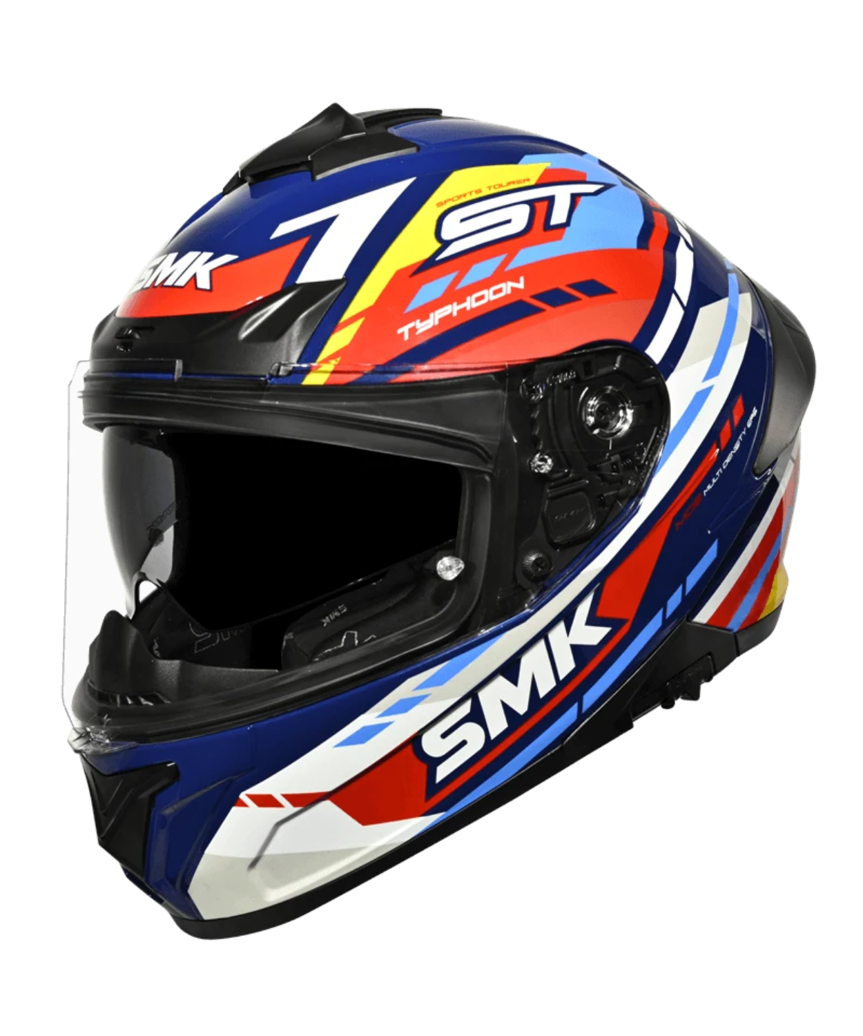 SMK Typhoon Sports Tourer GRPS GL534 Full Face Helmet - Gloss Blue Yellow White