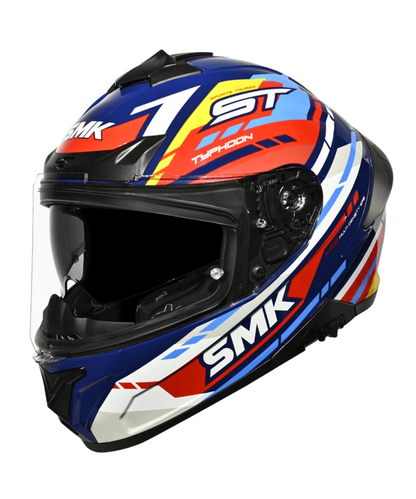 SMK Typhoon Sports Tourer GRPS GL534 Full Face Helmet - Gloss Blue Yellow White