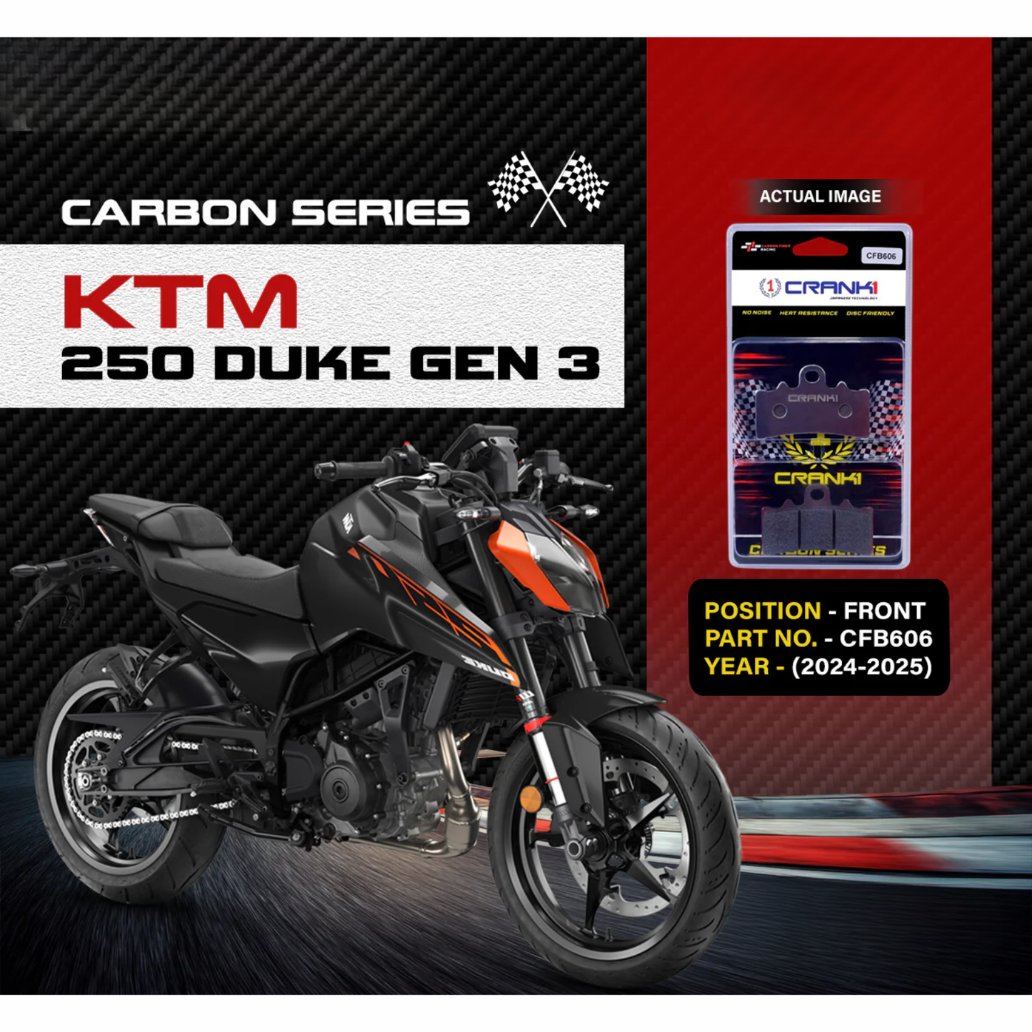 Crank1 Carbon Brake Pads for KTM 250 Duke Gen 3 (2024-2025)