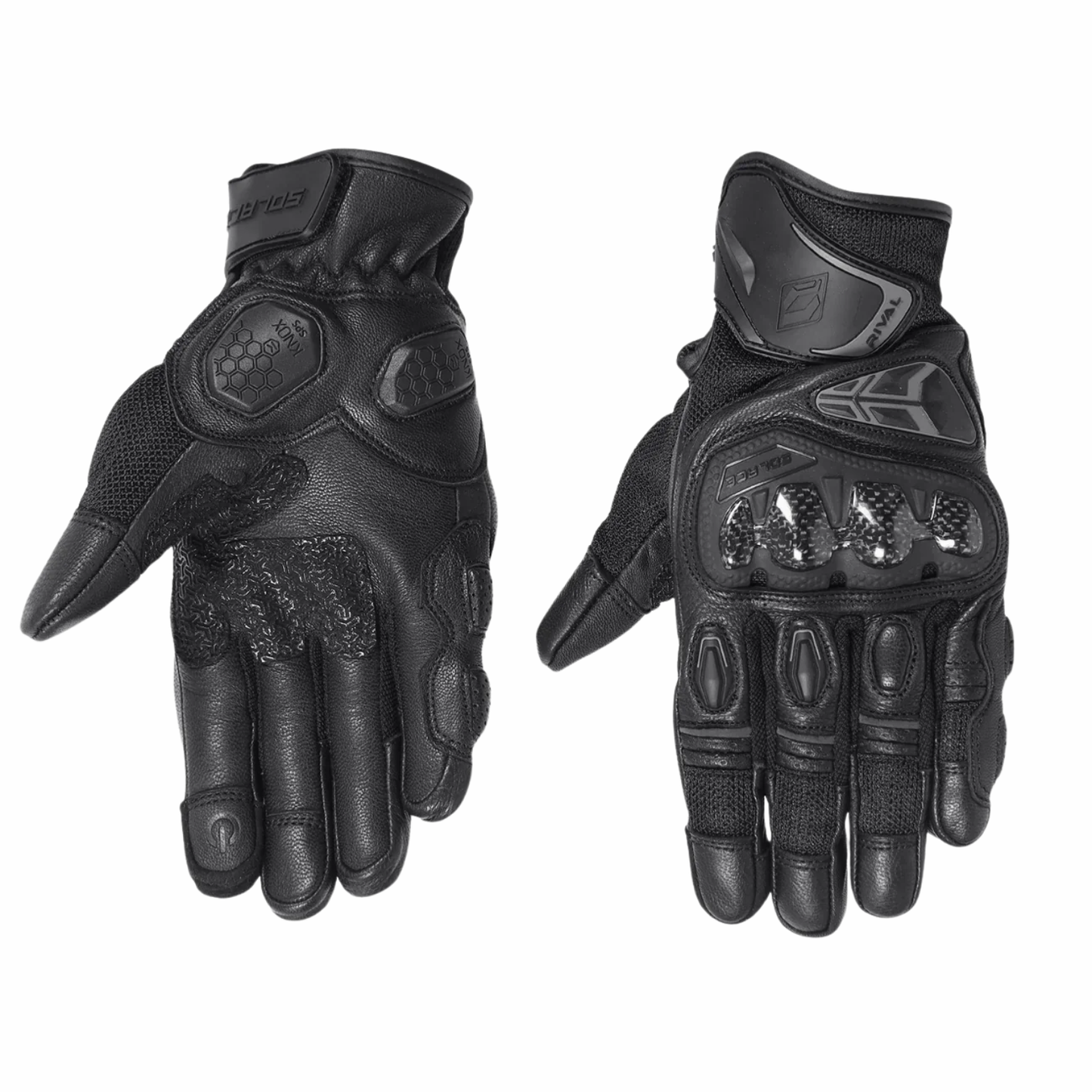 Solace Rival Carbon CE Motorcycle Riding Gloves - Black