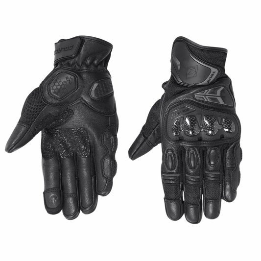 Solace Rival Carbon CE Motorcycle Riding Gloves - Black