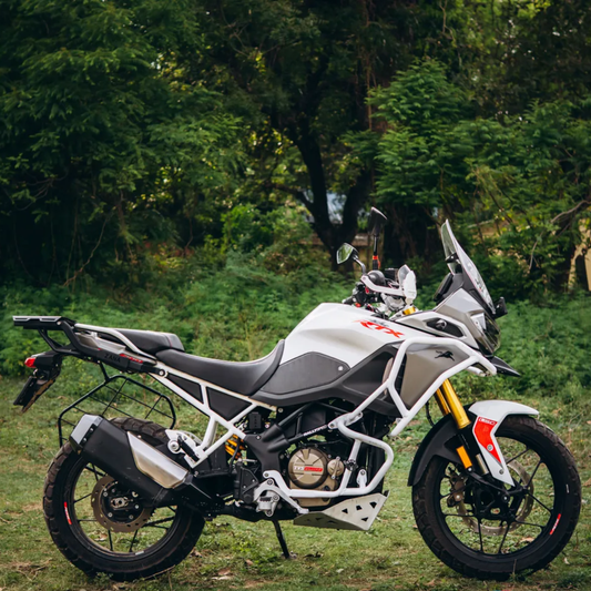 Zana TVS Apache RTX 300 Beak Version Upper & Lower Crash Guard with Slider Combo - White - ZI-8747 / ZI-8746