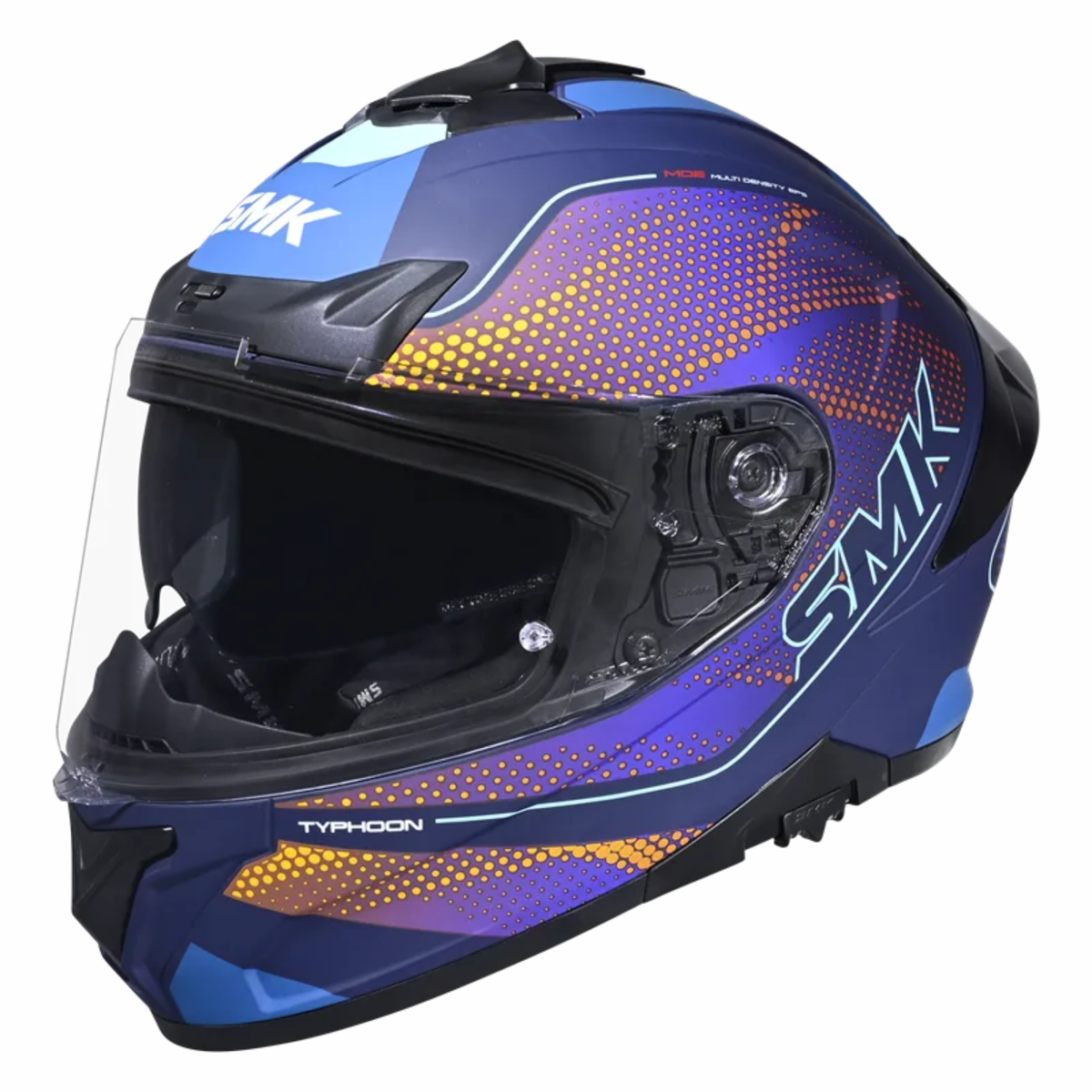 SMK Typhoon Mystic GRPS GL554 Full Face Helmet - Gloss Blue Orange - SMK