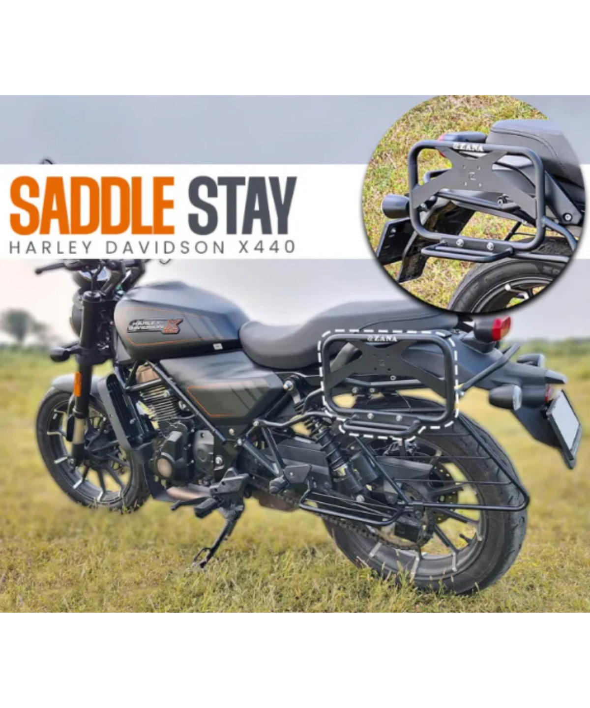 Zana Harley Davidson X440 Saddle Stay with Exhaust Sheild and Jerry Can Mount - ZI-8482 - Zana