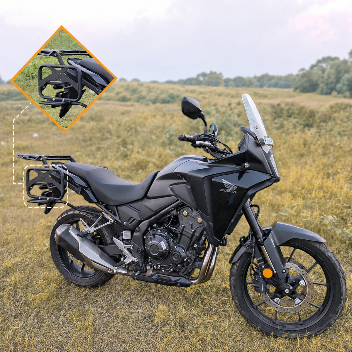 Zana Honda NX500 Roadster Saddle stay with Exhaust Shield with Jerry can Mount - ZI-8472 - Zana