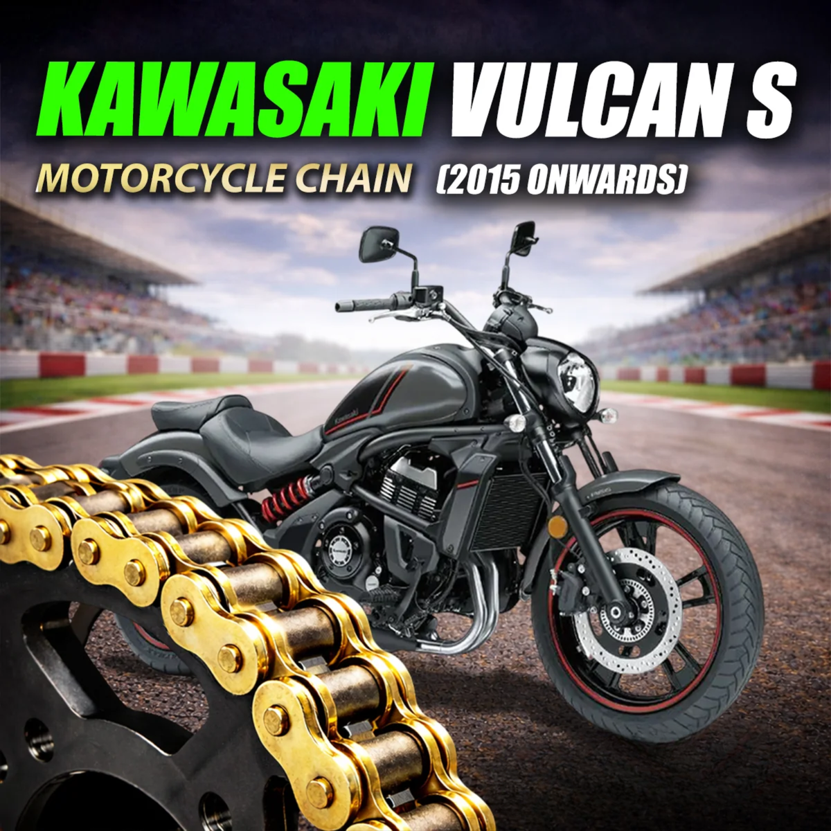 Crank1 Kawasaki Vulcan S (2015 Onwards) 520 Pitch ZVM-X 120L Chain - Gold