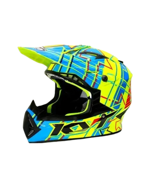 KYT Jumpshot Helmet - Gloss Yellow Fluo Blue