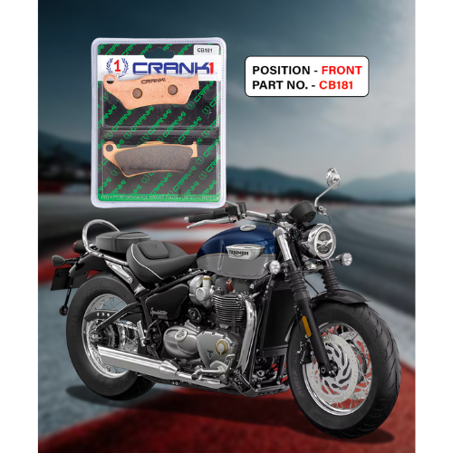Crank1 Fully Sintered H2 Series Brake Pads for Triumph Bonneville Speedmaster 1200 (2018 onward)