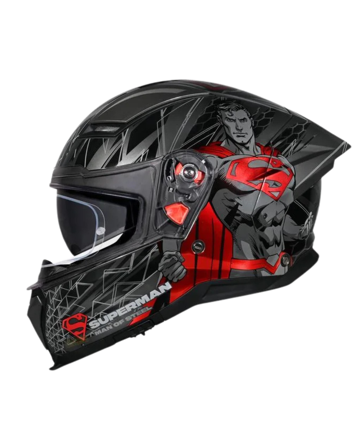 Studds Helios Superman Edition Graphics Helmet - Gloss Grey Red N2 - Studds
