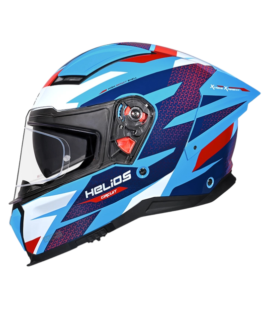 Studds Helios D2 Circuit Decor Graphics Helmet - Gloss Blue Red N2