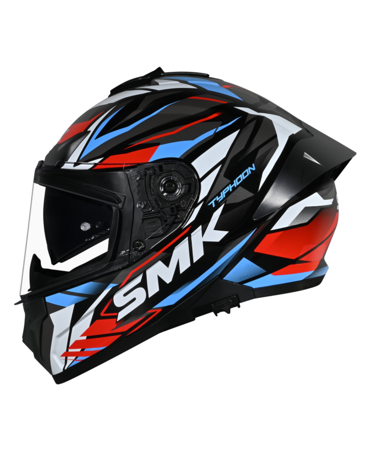 SMK Typhoon Rival GRPS GL213 Full Face Helmet - Gloss Black White Red - SMK