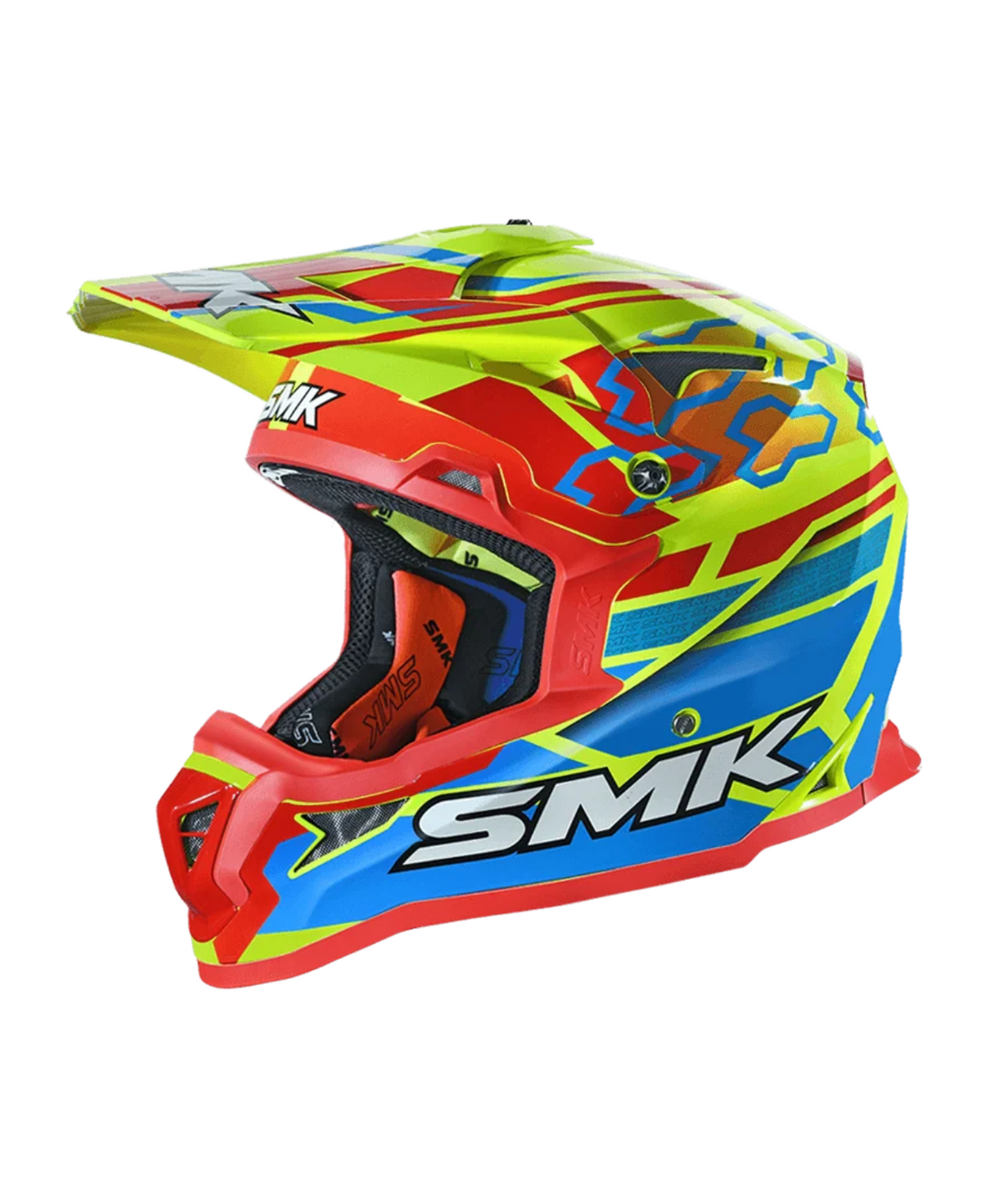 SMK Alltera Tribou GRPS GL453 Full Face Helmet - Gloss Red Blue Hiviz - SMK