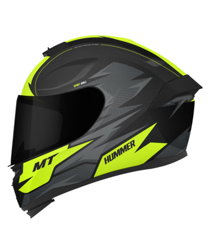 MT Hummer B Shine B3 Helmet - Gloss Black Flourescent
