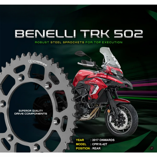 Crank1 Performance Motorcycle Sprocket Benelli TRK 502 (2017 Onwards) Pitch 525 - Chrome - CPR15.42T