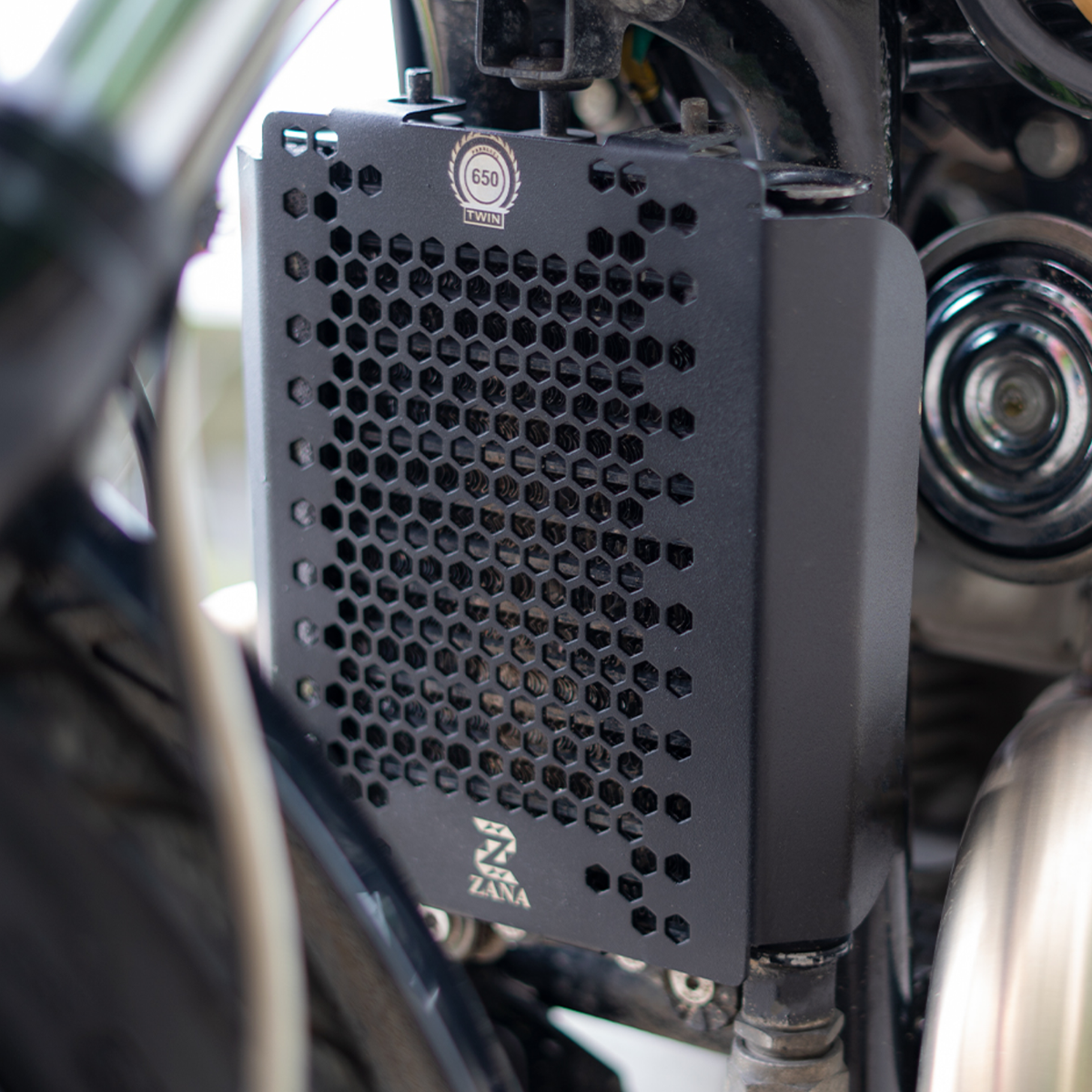 Zana Royal Enfield GT / Interceptor 650 / Bear 650 Radiator Guard Honeycomb Aluminium - Black - ZI-8062 - Zana