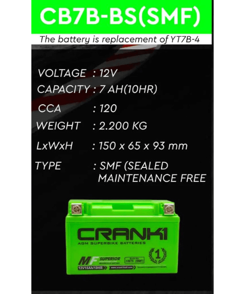 Crank1 Battery - CB7B-BS (SMF)