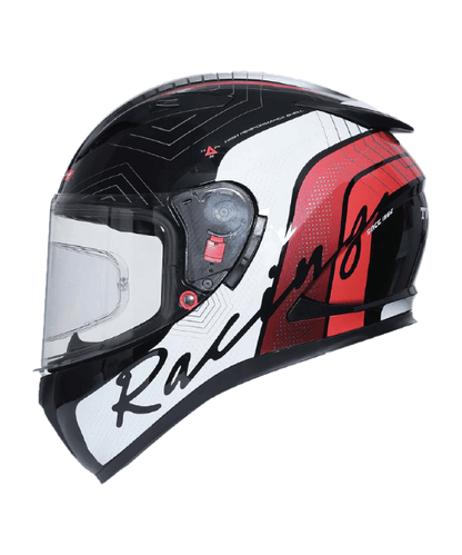 TVS Racing Matt Helmet - Red & White Single Visor