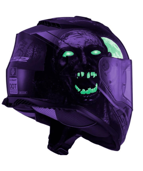 LS2 FF800 Storm Heart Brain Helmet - Gloss Black Glow in the Dark Helmet
