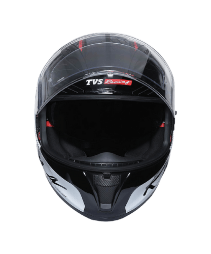 TVS Racing Matt Helmet - Red & White Double Visor