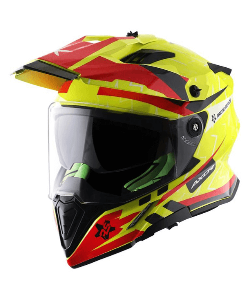 Axor X-Cross Flash Dual Visor Helmet - Neon Yellow Red