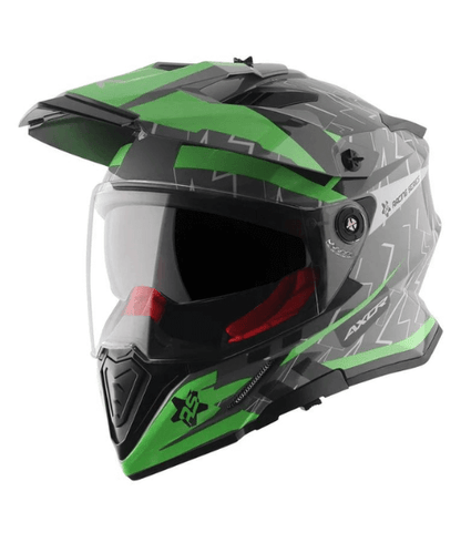 Axor X-Cross Flash Dual Visor Helmet - Cool Grey Green