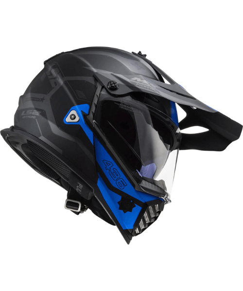 LS2 MX436 Pioneer Evo - Cobra Matt Black Grey Blue Helmet