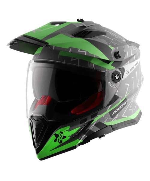 Axor X-Cross Flash Dual Visor Helmet - Dull Cool Grey Green