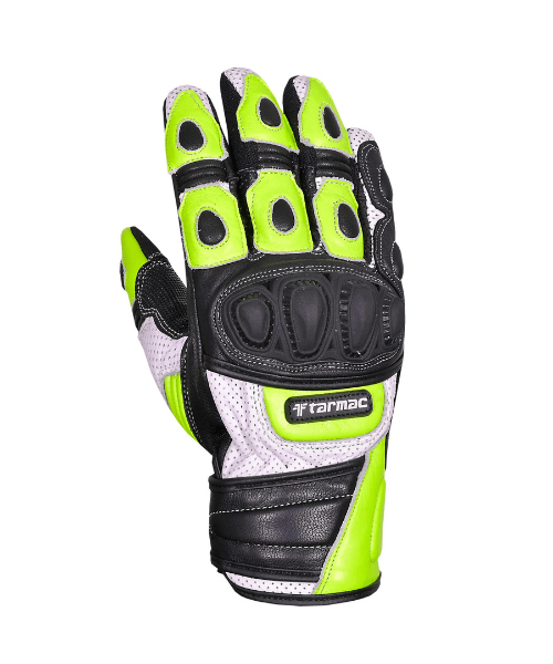 Tarmac Swift Motorcycle Riding Gloves - Black White Fluorescent