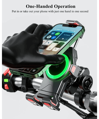 Yellowfin Aluminium Alloy Motorcycle Phone Mount with Vibration Dampener Secure Anti-Theft Lock | One-Push Auto Lock