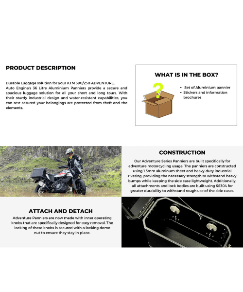 Auto Engina KTM 390/250 Adv Panniers - Silver