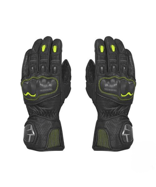 Viaterra Grid Full Gauntlet Motorcycle Riding Gloves - Fluorescent Green