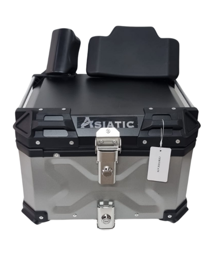 Asiatic Aluminium Top Box 45L with Backrest - Silver