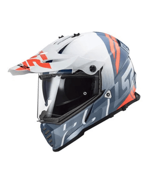LS2 MX436 Pioneer Evo Dual Sport Helmet - Matt Evolve White Cobalt