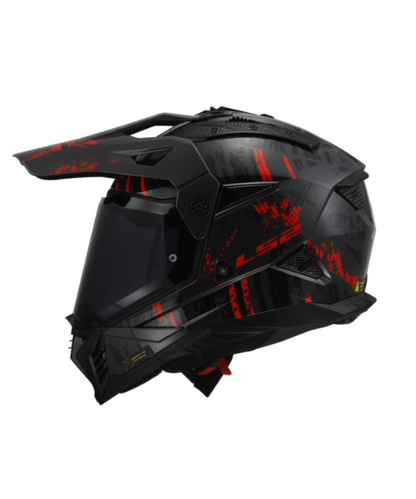 LS2 MX436 Pioneer II Dual Sport Helmet ECE 22.06 - Crazy Gloss Black Red